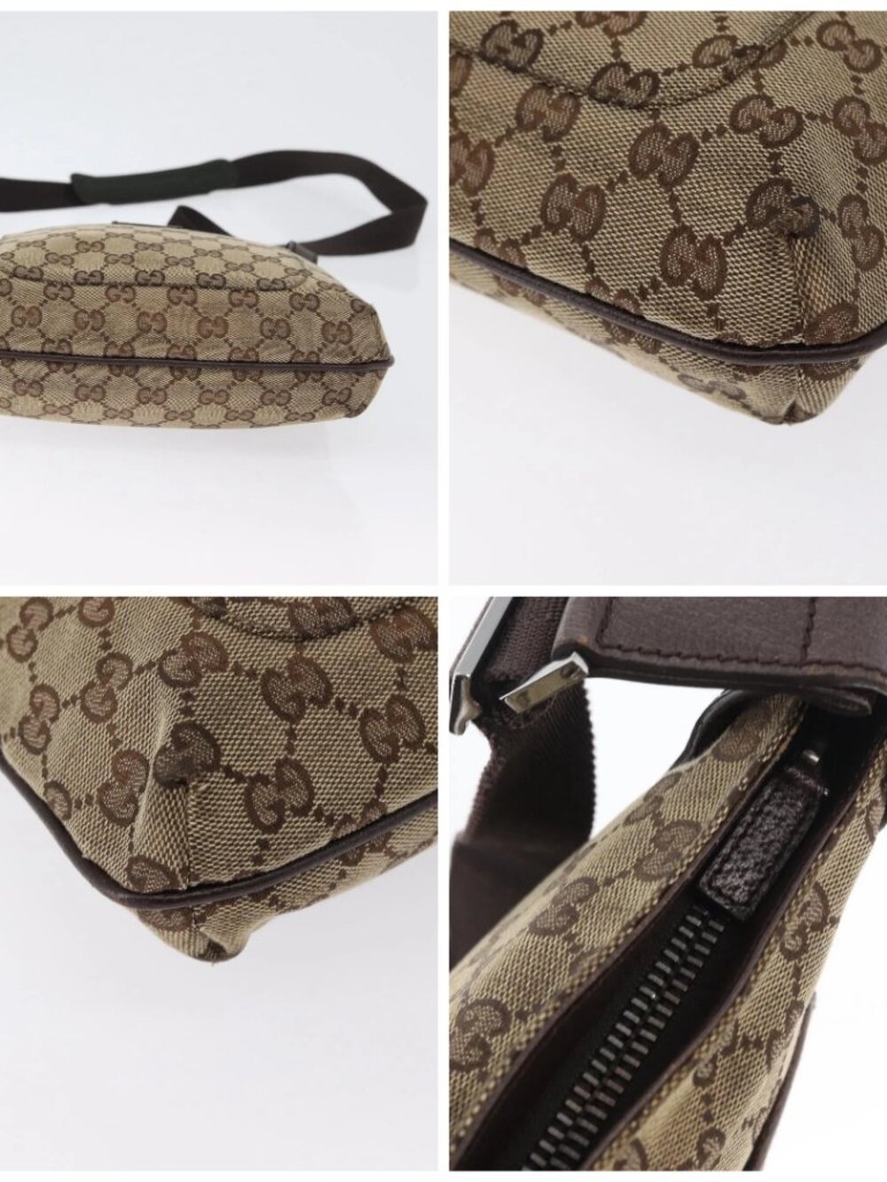 GUCCI GG Canvas Shoulder Bag Beige Silver - Picture 14 of 16